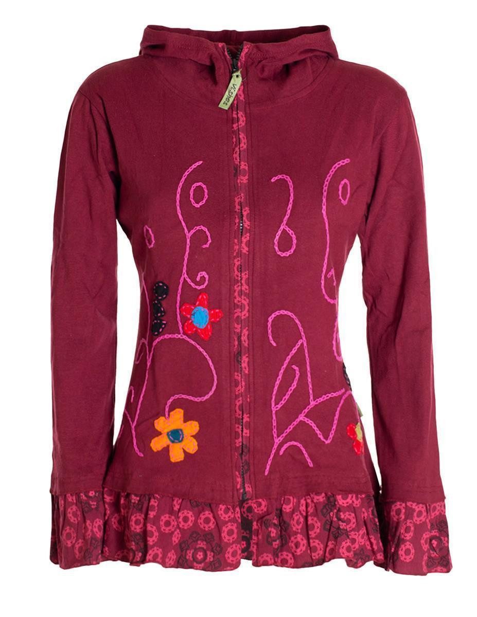 Vishes Kapuzensweatjacke Damen Sommerjacke Blumen-Strickjacke Elfenjacke günstig online kaufen