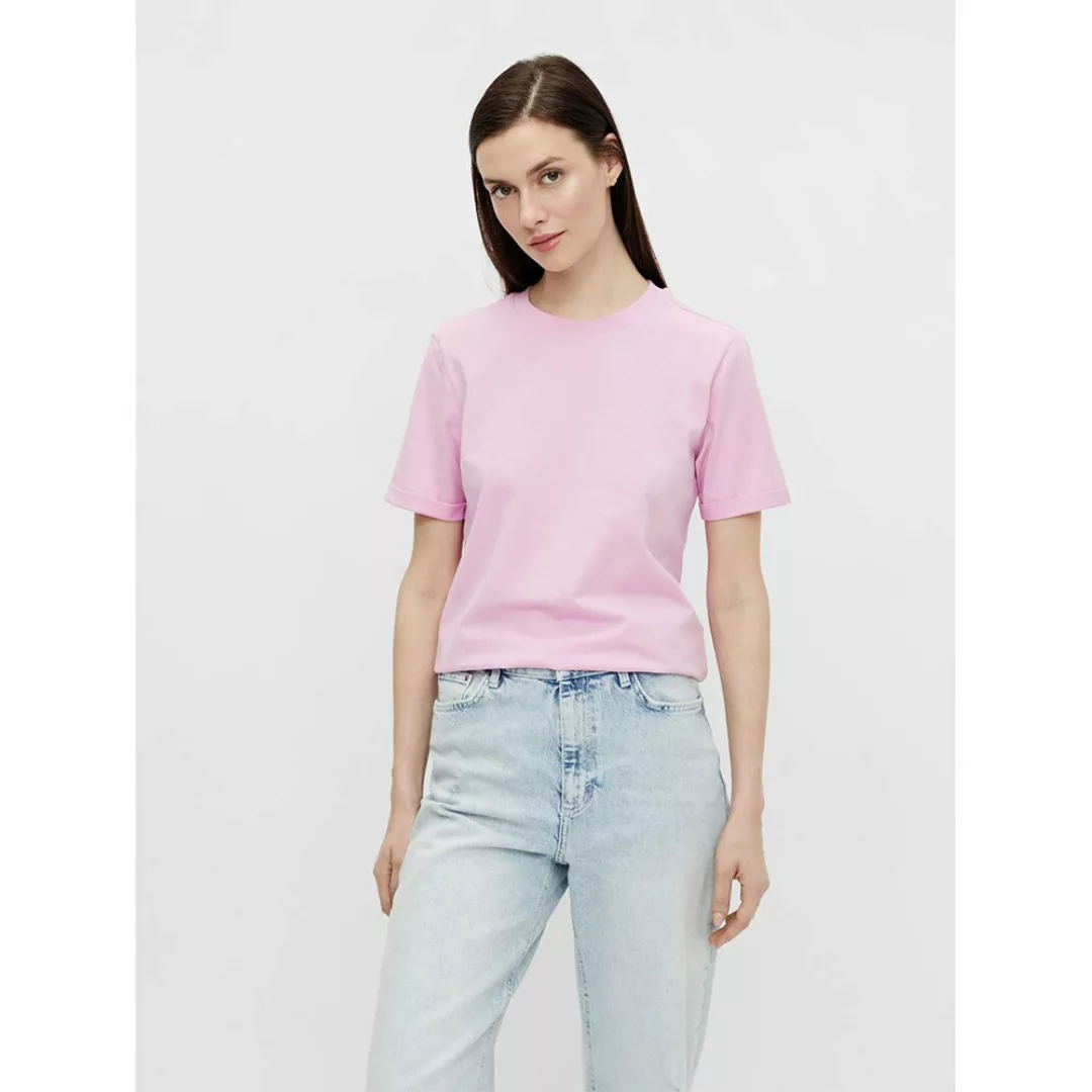 Pieces Ria Fold Up Solid Kurzärmeliges T-shirt S Pastel Lavender günstig online kaufen