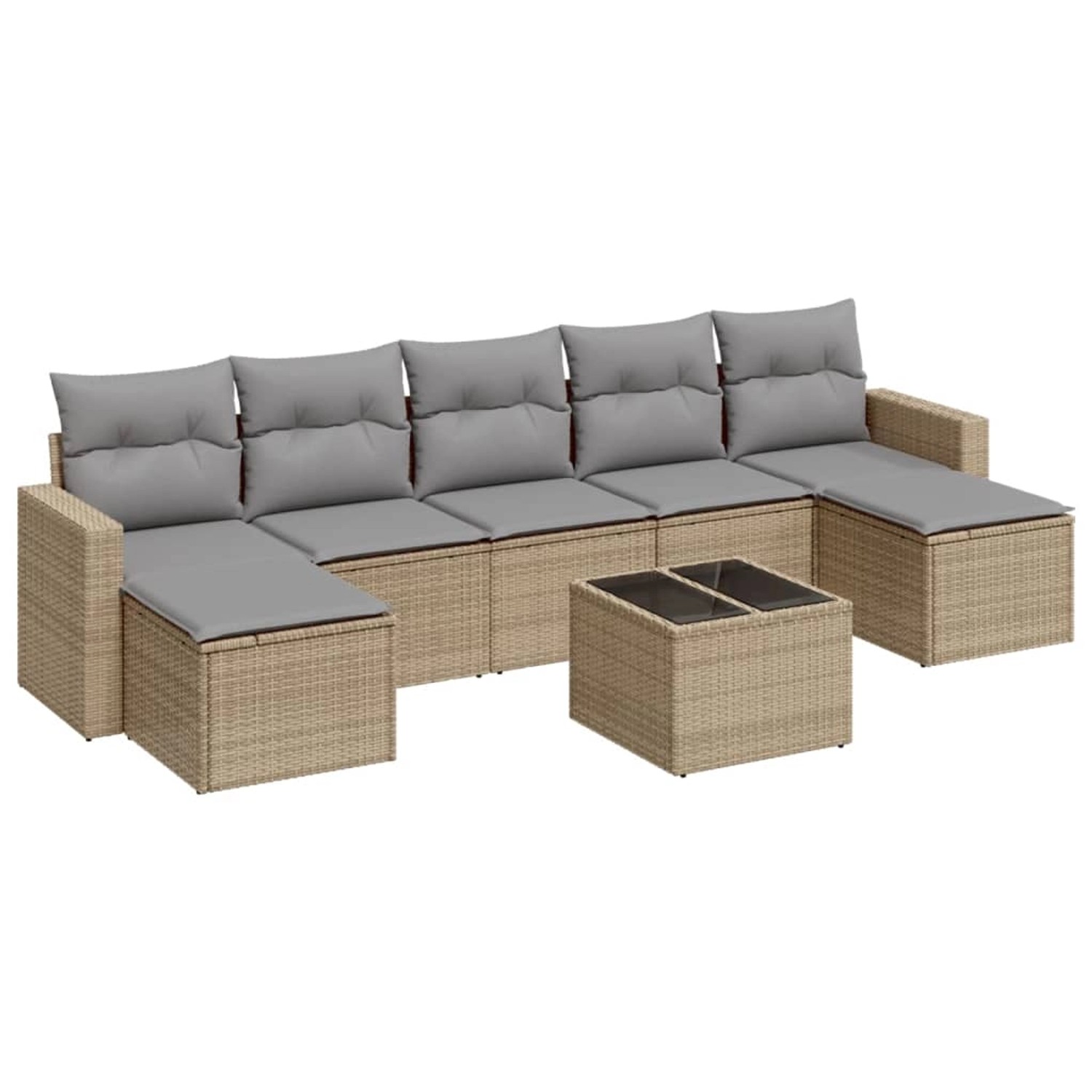 vidaXL 8-Tlg Garten-Sofagarnitur mit Kissen Beige Poly Rattan 3219339 günstig online kaufen