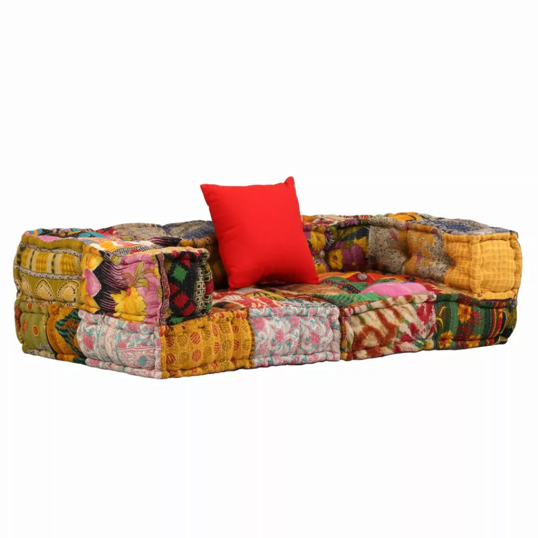 vidaXL Sofa 2-Sitzer Modularer Pouf Patchwork Stoff günstig online kaufen