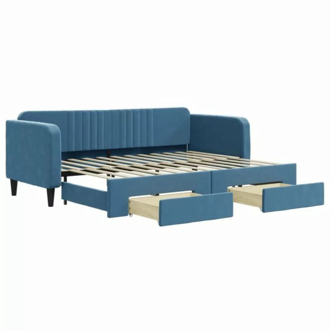 vidaXL Bett Tagesbett Ausziehbar mit Schubladen Blau 80x200 cm Samt günstig online kaufen