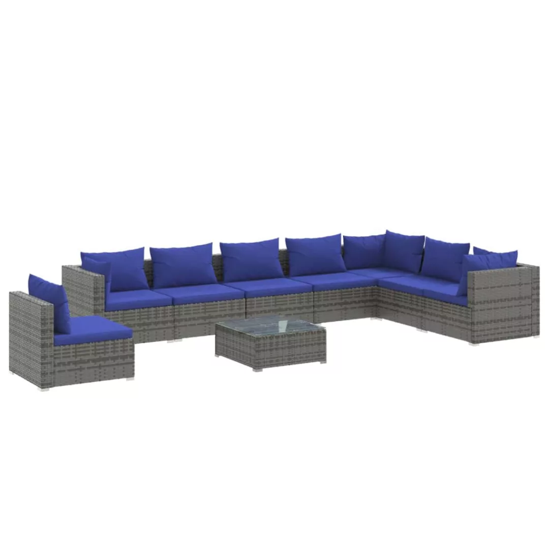 Vidaxl 9-tlg. Garten-lounge-set Mit Kissen Poly Rattan Grau günstig online kaufen