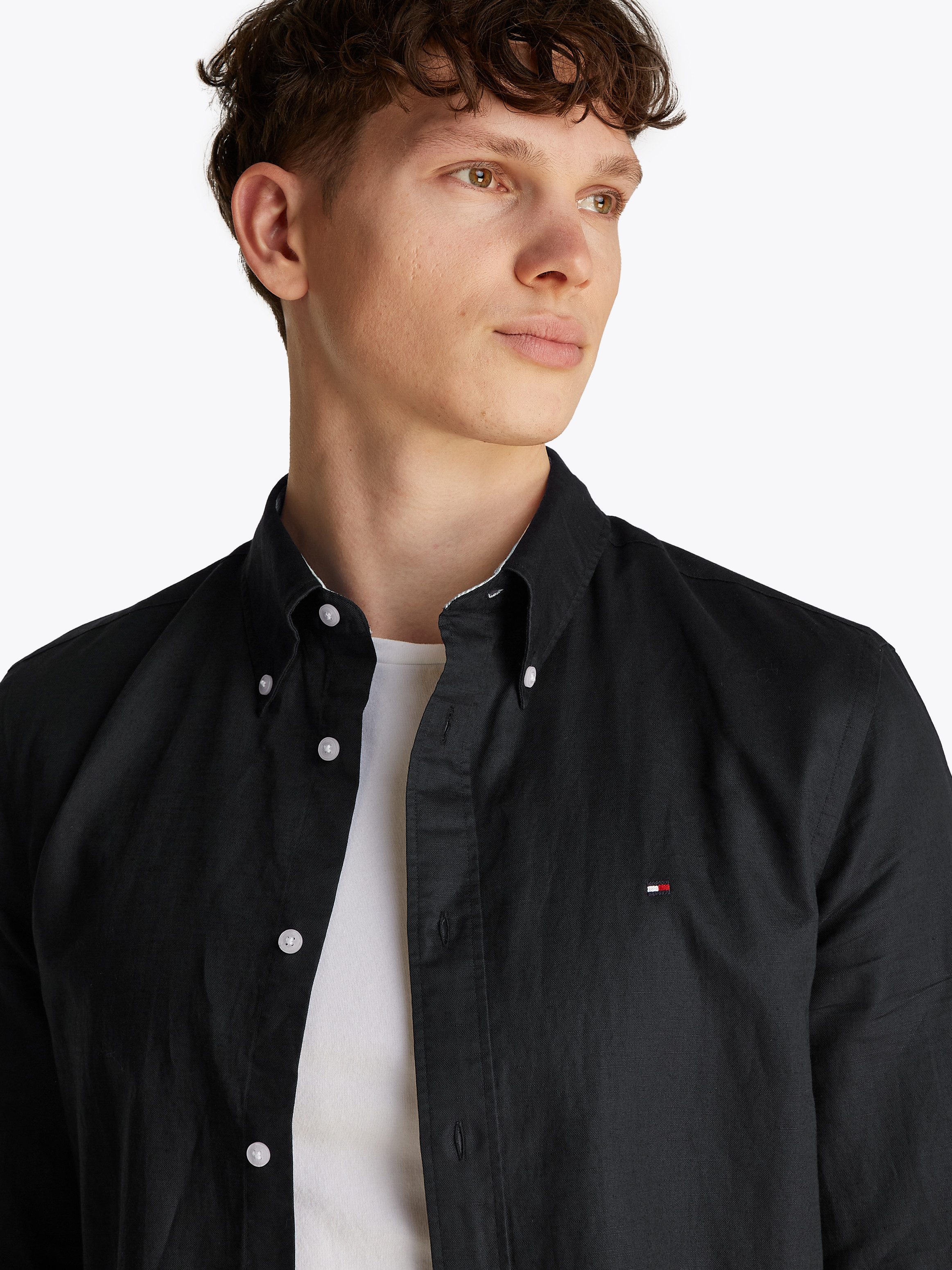 Tommy Hilfiger Langarmhemd LINEN BLEND SOLID günstig online kaufen