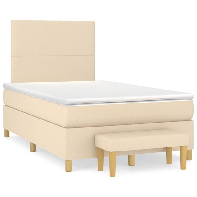 vidaXL Boxspringbett Boxspringbett mit Matratze Creme 120x200 cm Stoff Bett günstig online kaufen