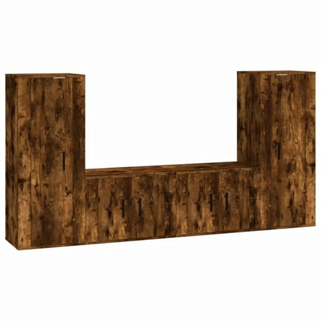 furnicato TV-Schrank 4-tlg. TV-Schrank-Set Räuchereiche Holzwerkstoff (4-St günstig online kaufen