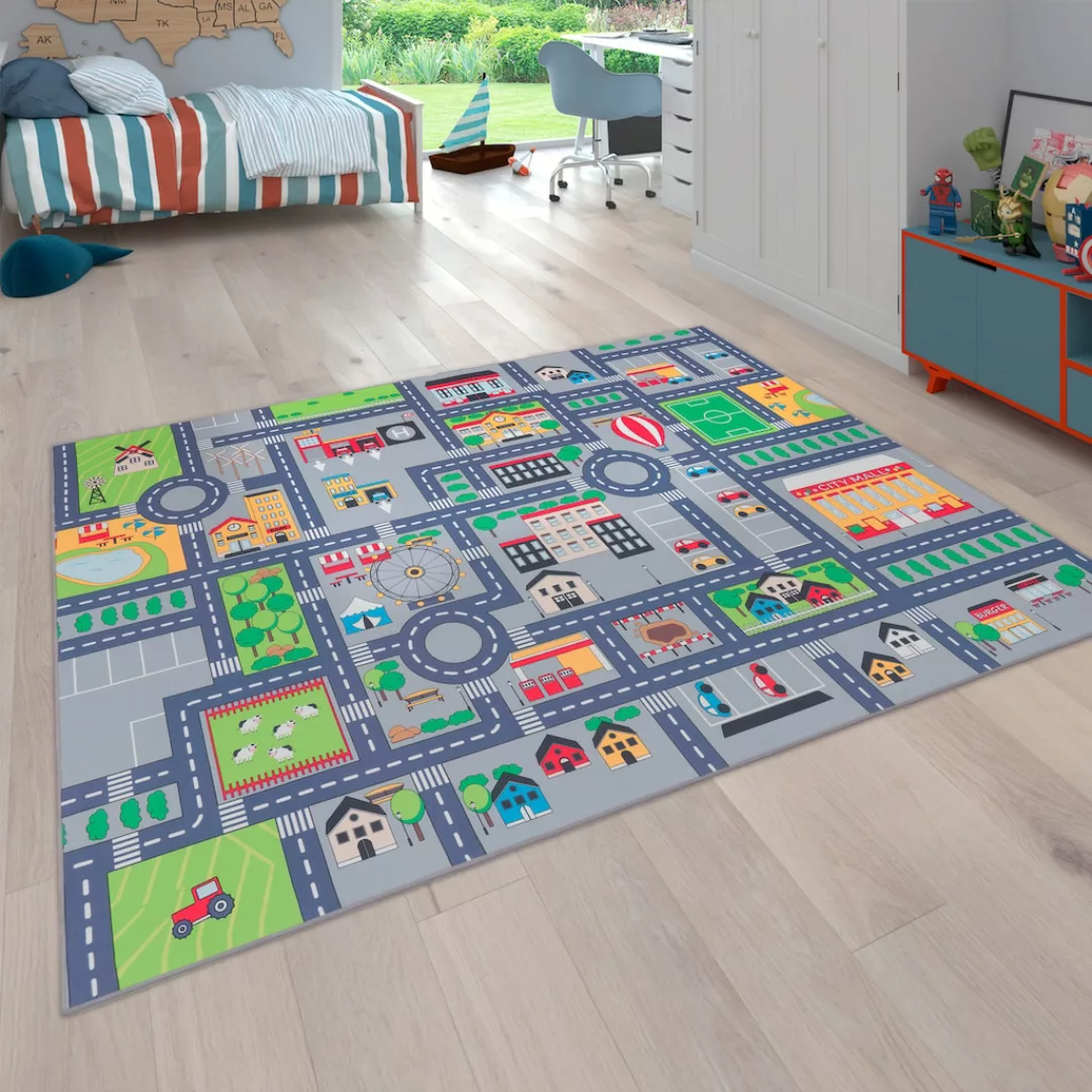 Paco Home Kinderteppich »Bino 576«, rechteckig, Kurzflor, Straßen-Spiel-Tep günstig online kaufen