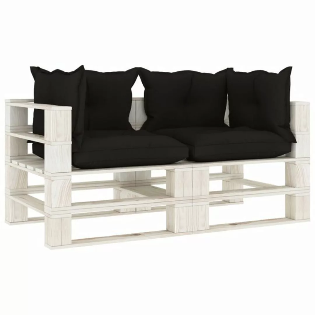 Garten-palettensofa 2-sitzer Mit Schwarzen Kissen Holz günstig online kaufen