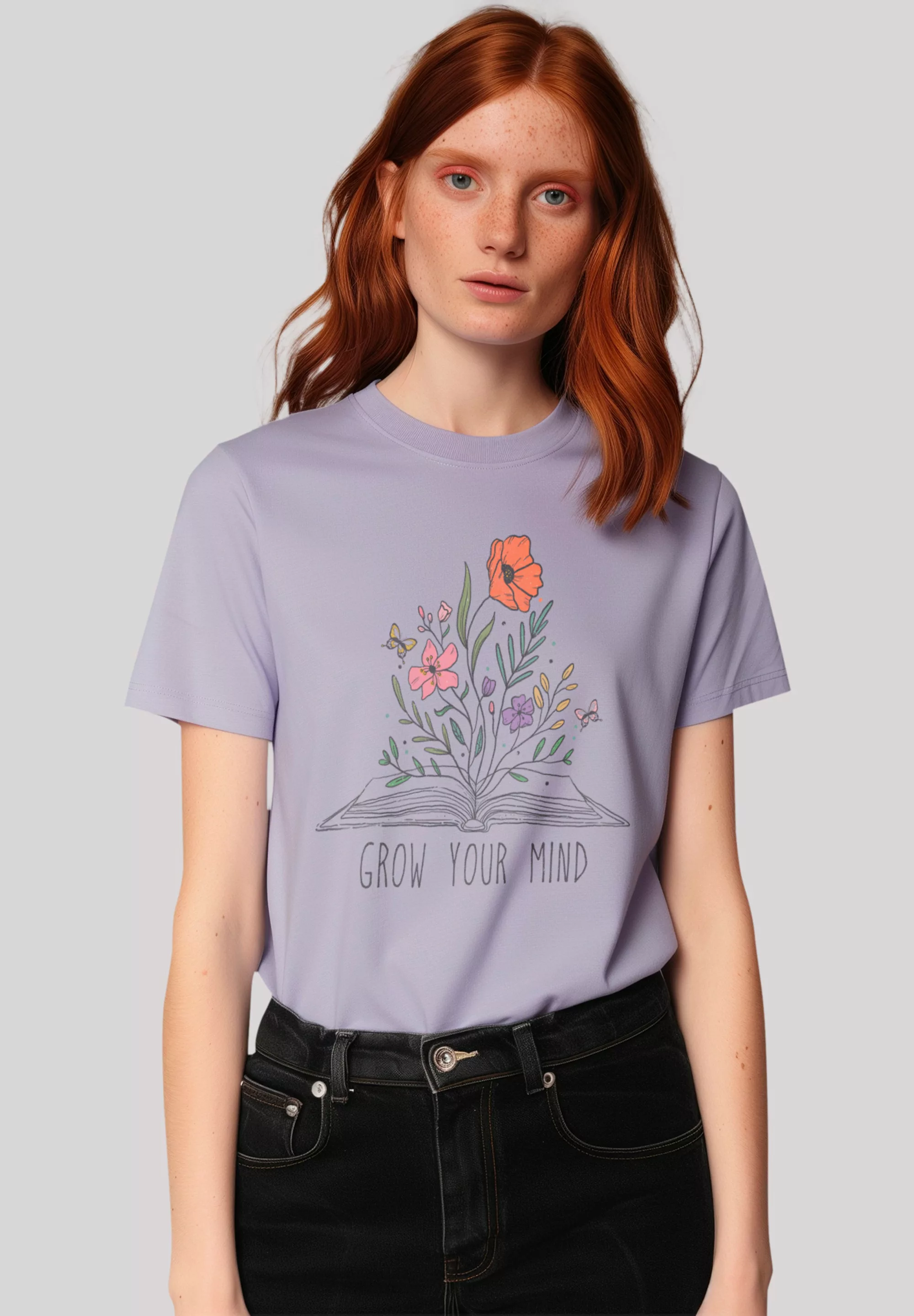 F4NT4STIC T-Shirt "Flower grow your mind book", Premium Qualität, Unisex Sc günstig online kaufen