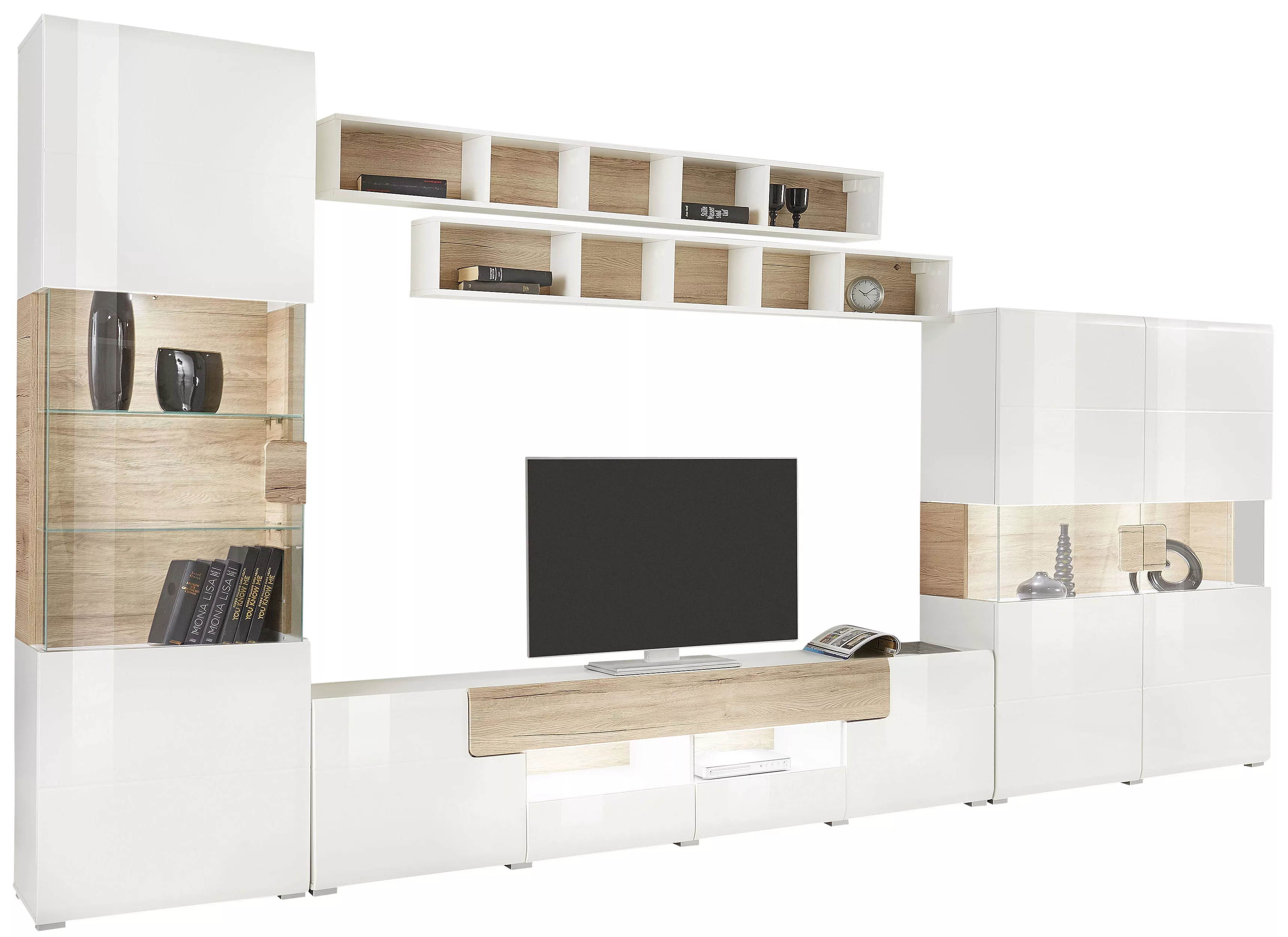 INOSIGN Wohnwand "Toledo,Breite 384cm stilvolle Mediawand ohne Beleuchtung" günstig online kaufen