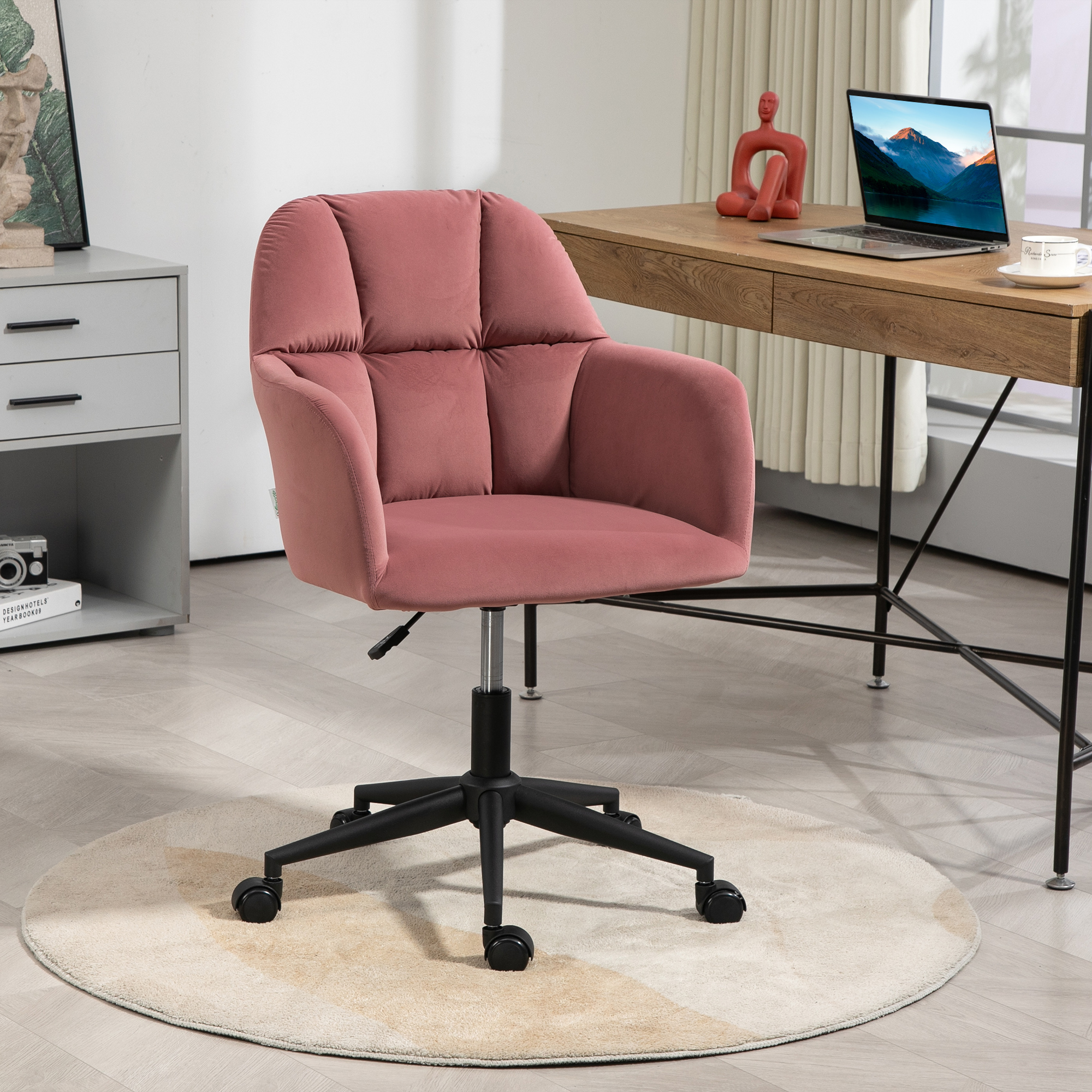 HOMCOM Bürostuhl, Höhenverstellbarer Schreibtischstuhl mit Samtoptik, Rücke günstig online kaufen