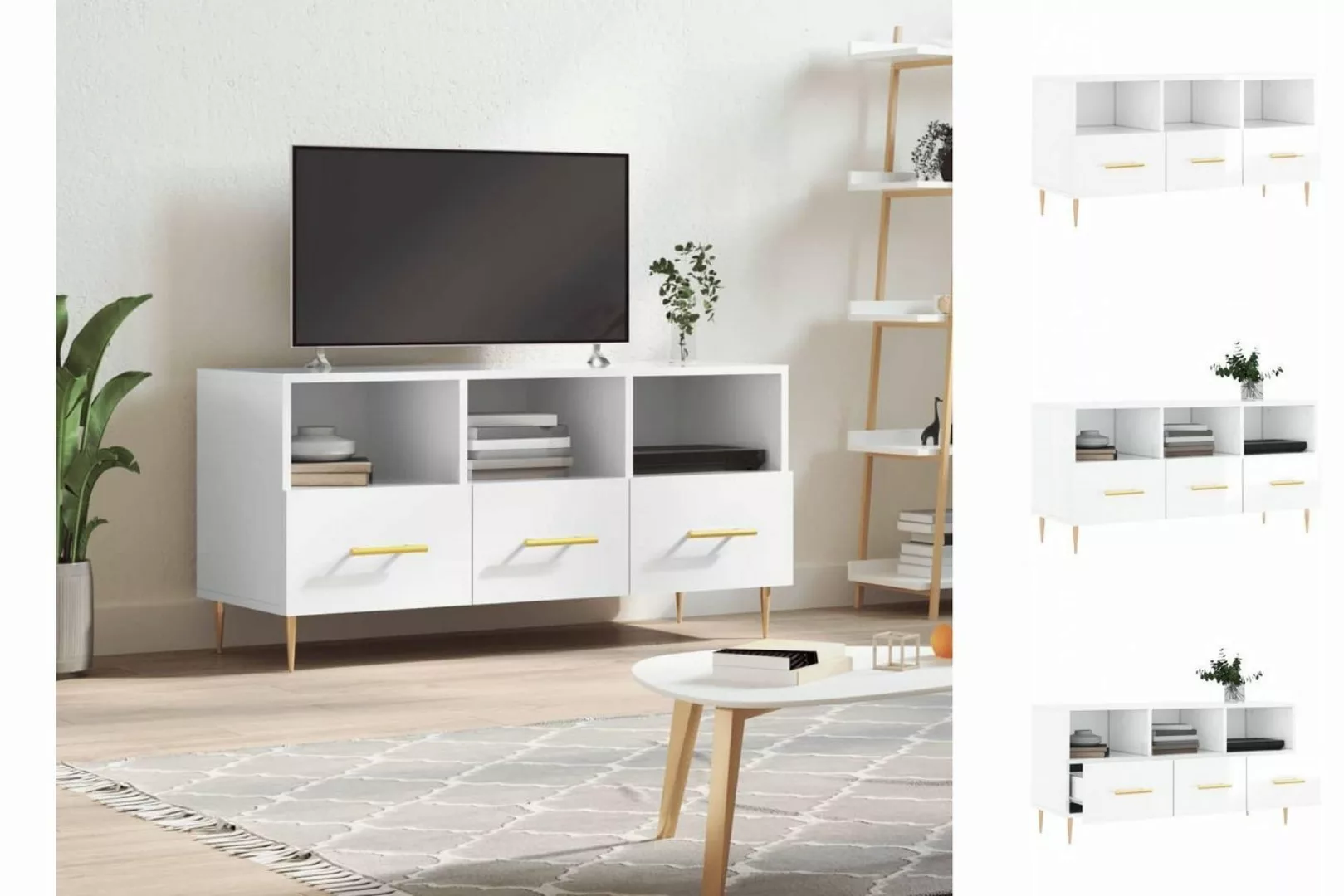 vidaXL TV-Schrank TV-Schrank Hochglanz-Weiß 102x36x50 cm Holzwerkstoff günstig online kaufen