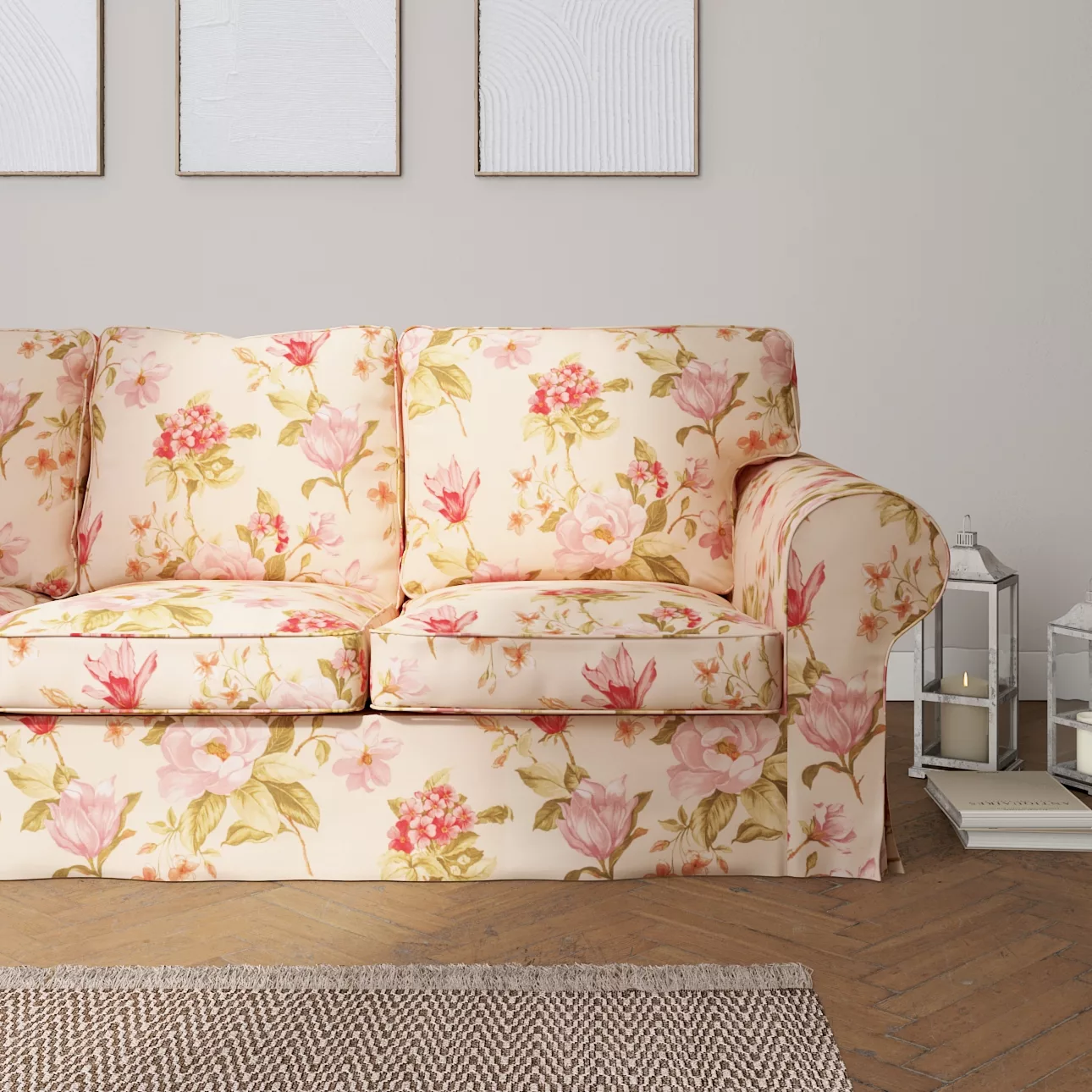 Bezug für Ektorp 3-Sitzer Schlafsofa, neues Modell (2013), creme-rosa, 40cm günstig online kaufen