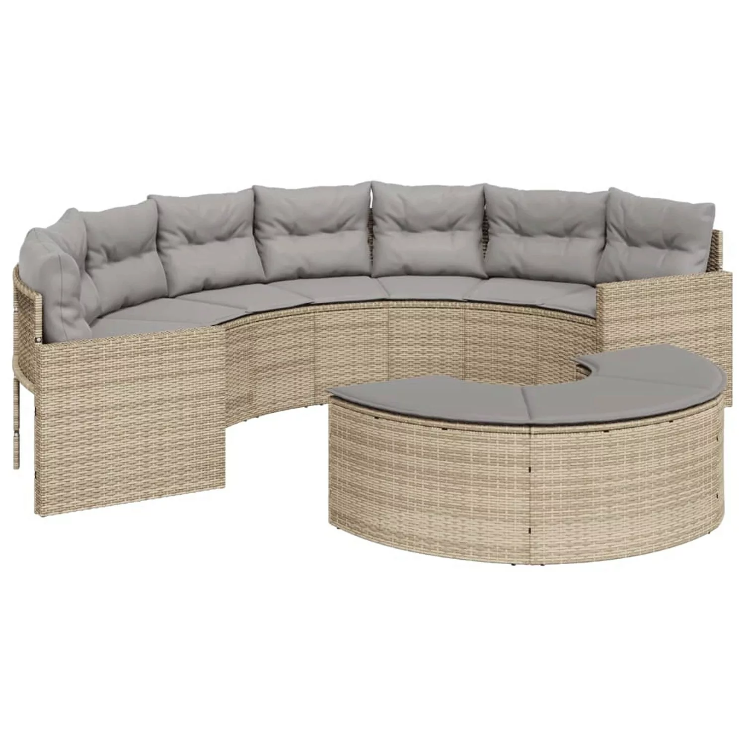 vidaXL Loungesofa 3-tlg. Garten-Sofagarnitur Halbrund Schwarz Poly-Rattan, günstig online kaufen