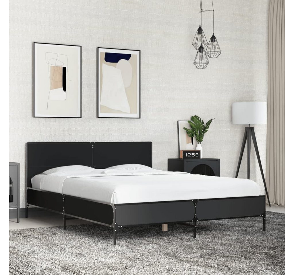 vidaXL Bett, Bettgestell Grau Sonoma 140x200 cm Holzwerkstoff und Metall günstig online kaufen