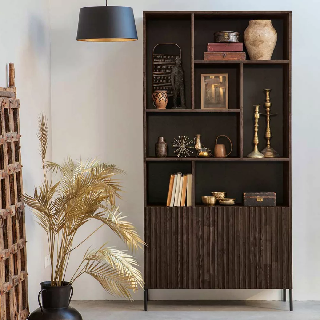 Wohnzimmer Regal modern in Esche Braun 200 cm hoch 100 cm breit günstig online kaufen