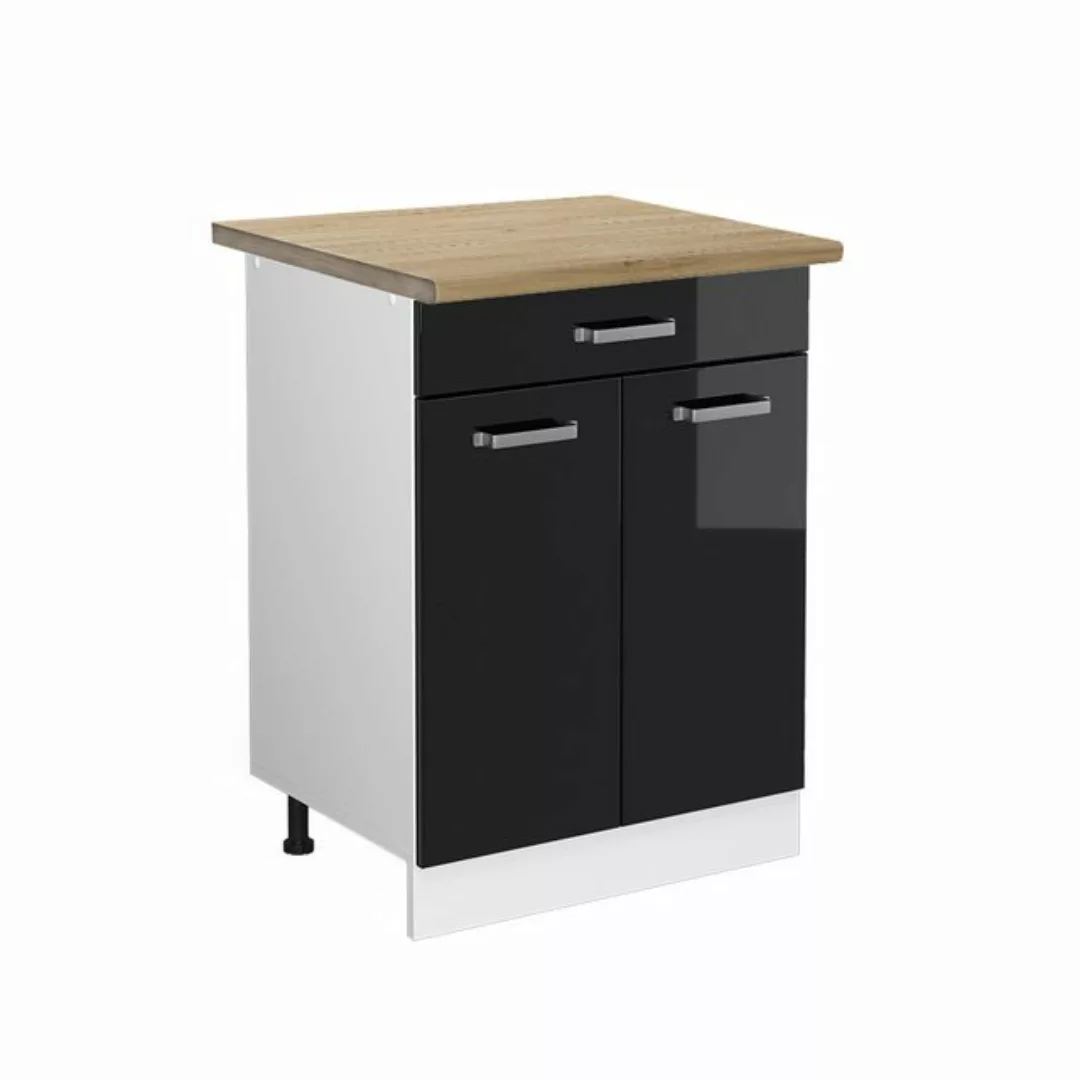 Vicco Unterschrank R-Line, Schwarz Hochglanz/Weiß, 60cm mit Schublade ohne günstig online kaufen