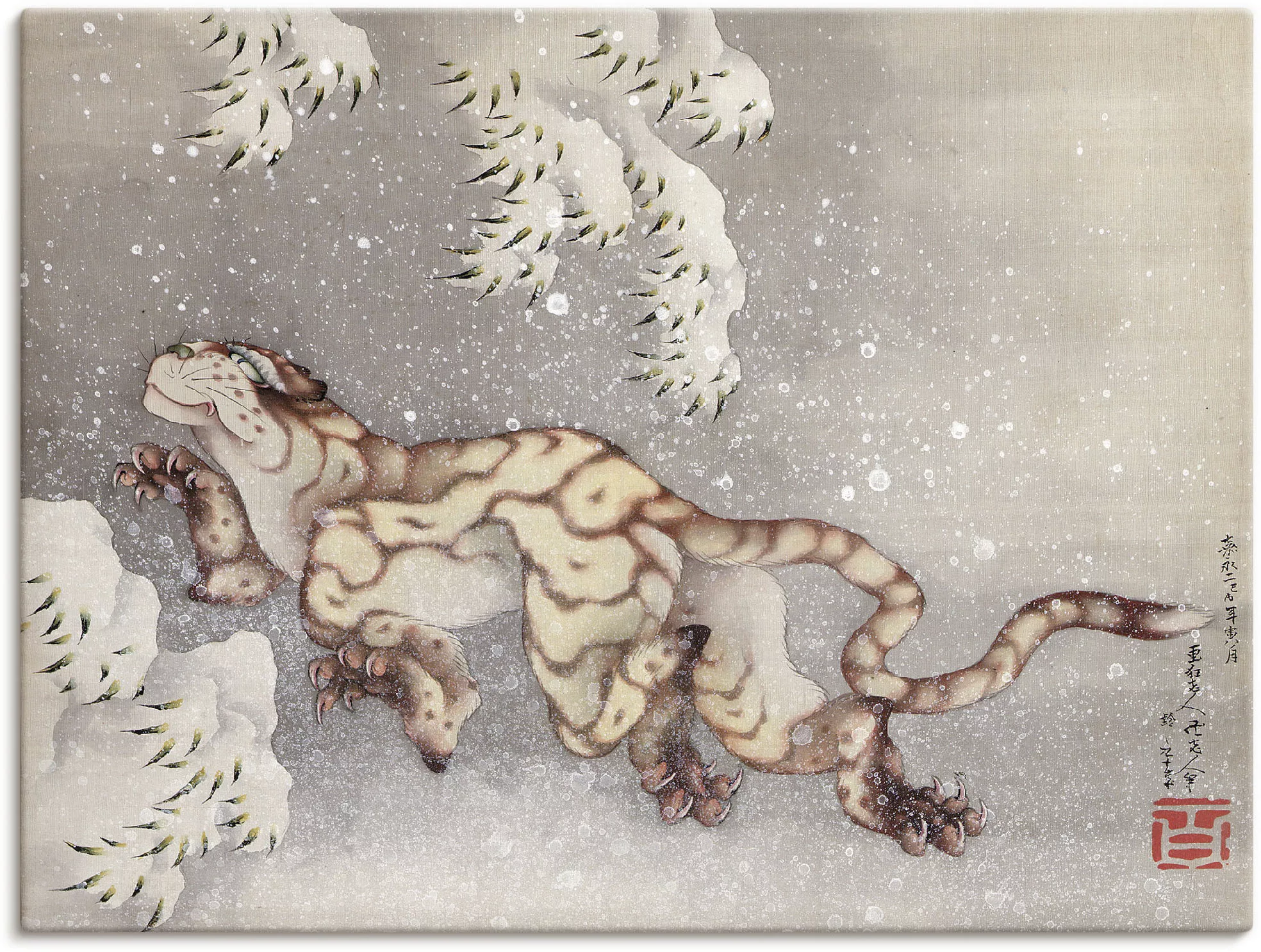 Artland Wandbild "Tiger in einem Schneesturm. Edo-Zeit", Wildtiere, (1 St.) günstig online kaufen