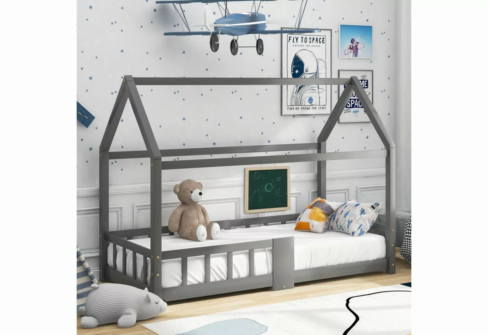 OKWISH Kinderbett Kinder Bett Jugendbett Holzbett Hausbett Kinderhaus Massi günstig online kaufen