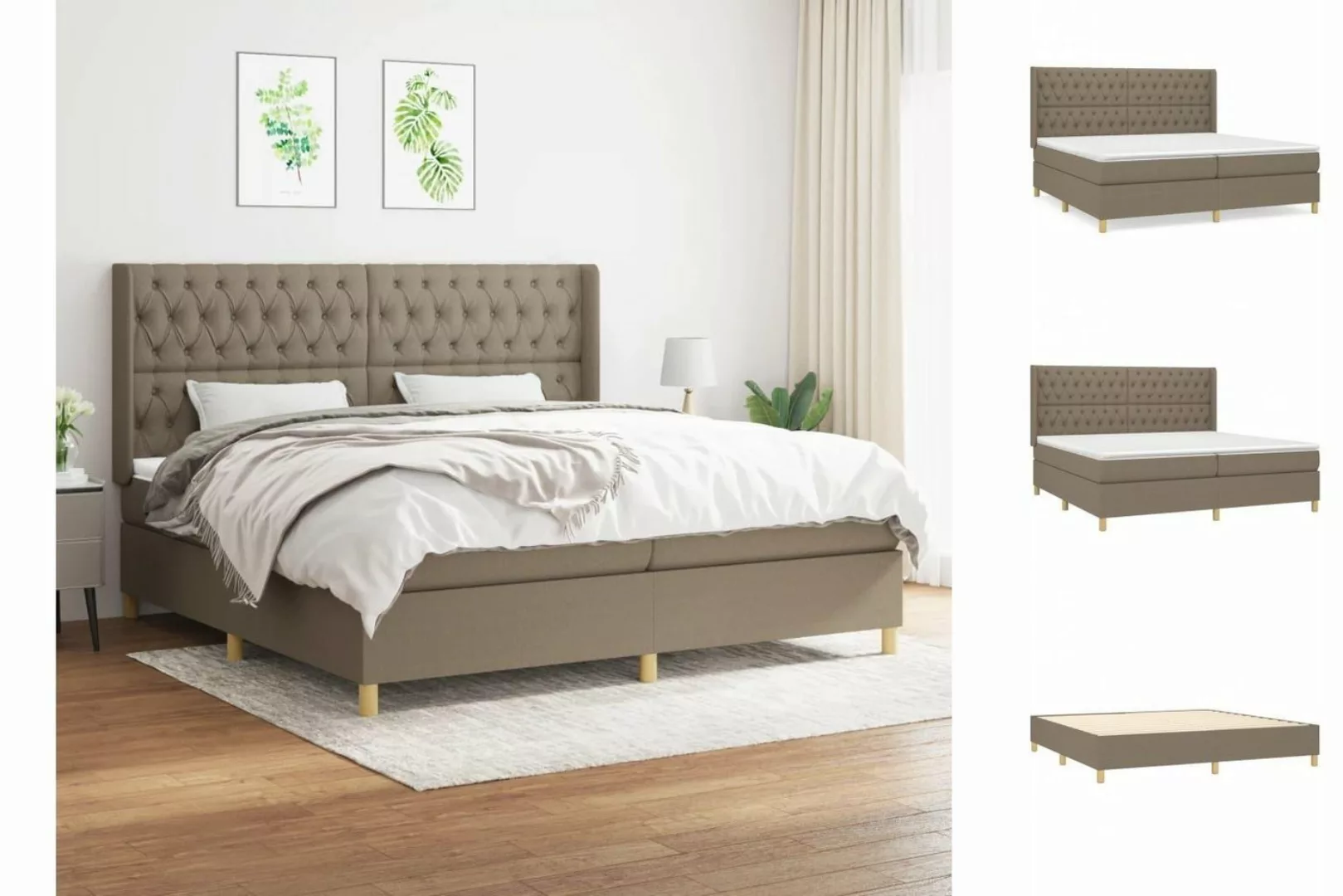 vidaXL Boxspringbett Boxspringbett mit Matratze Taupe 200x200 cm Stoff Bett günstig online kaufen