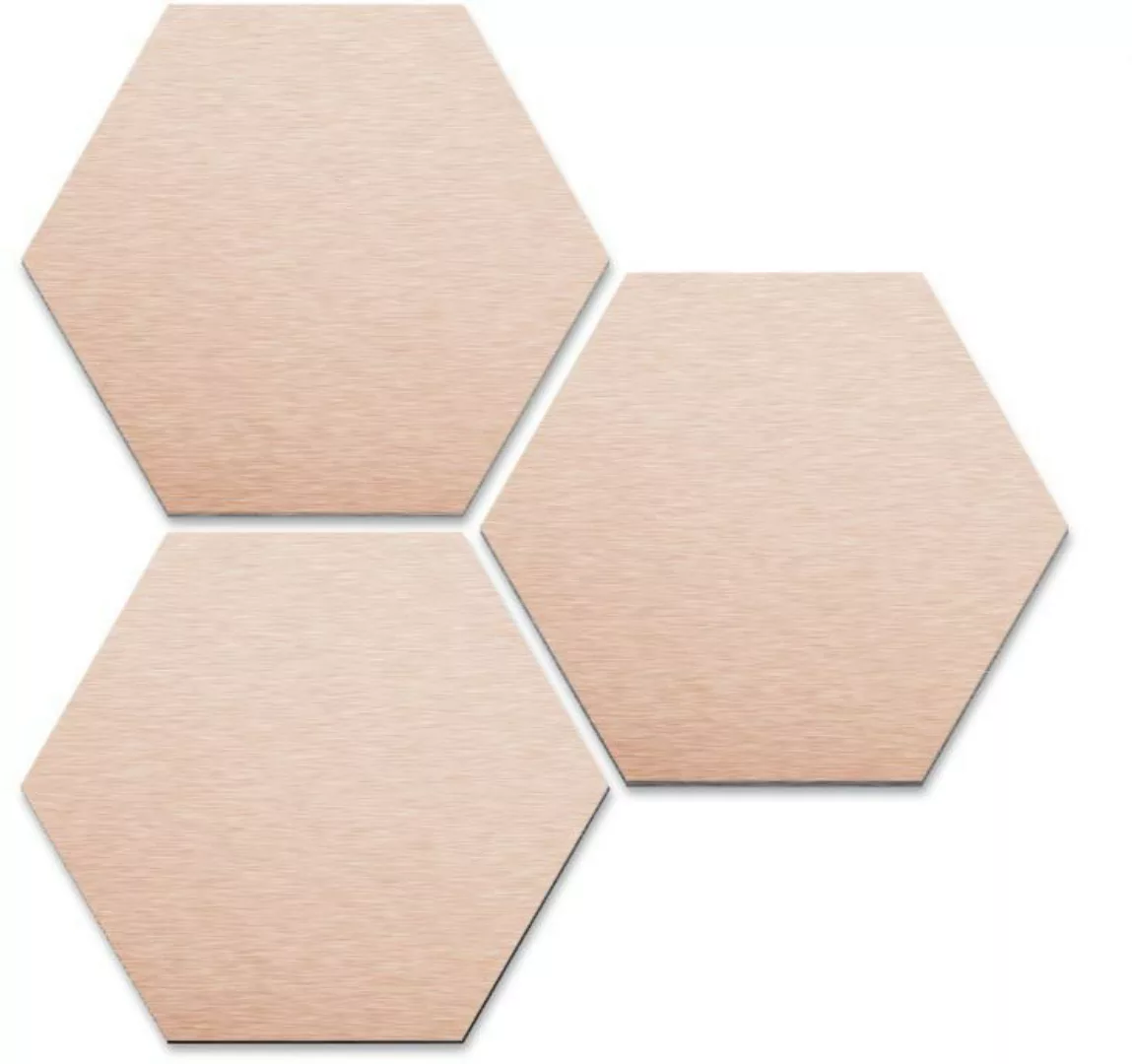 Wall-Art Metallbild »3er Set Hexagon Kupfer Wandbild«, (Set, 3 St., Dekorat günstig online kaufen
