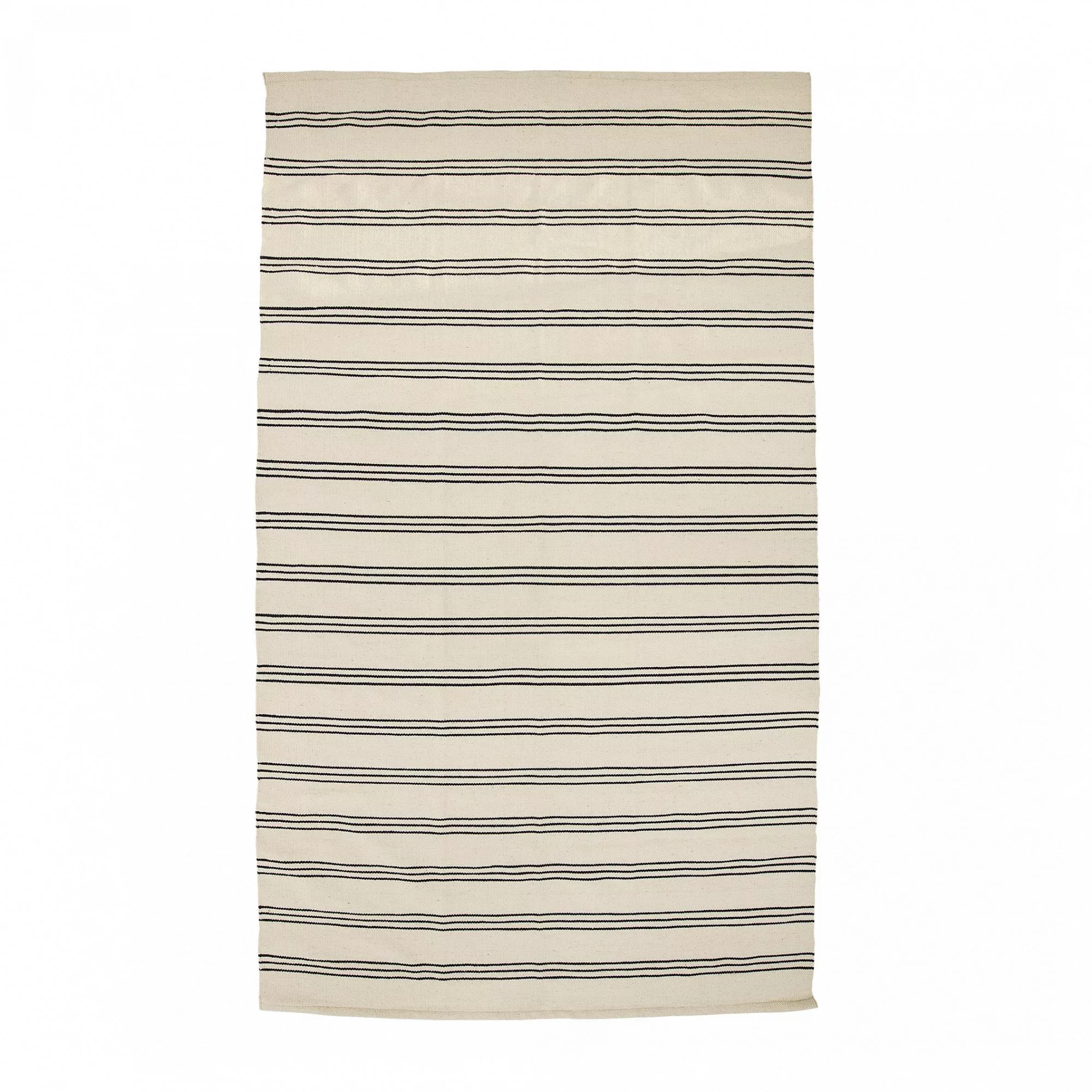 Teppich aus Baumwolle in Beige mit dunklen Streifen günstig online kaufen