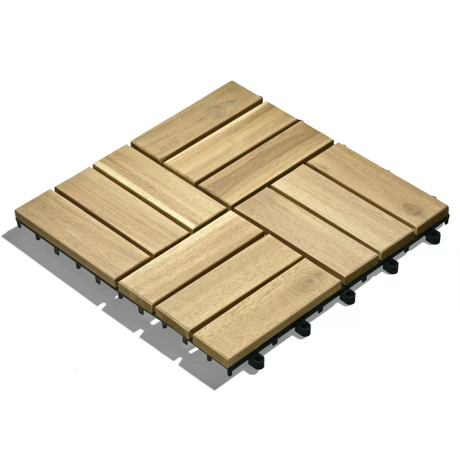 Gartenfreude Fliesen 10er-Set Holzfliesen Klicksystem beige/braun günstig online kaufen