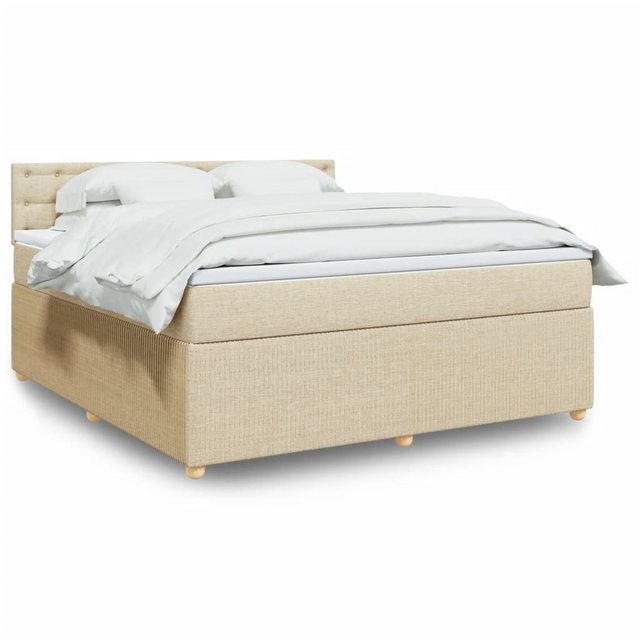 vidaXL Boxspringbett, Boxspringbett mit Matratze Creme 180x200 cm Stoff günstig online kaufen