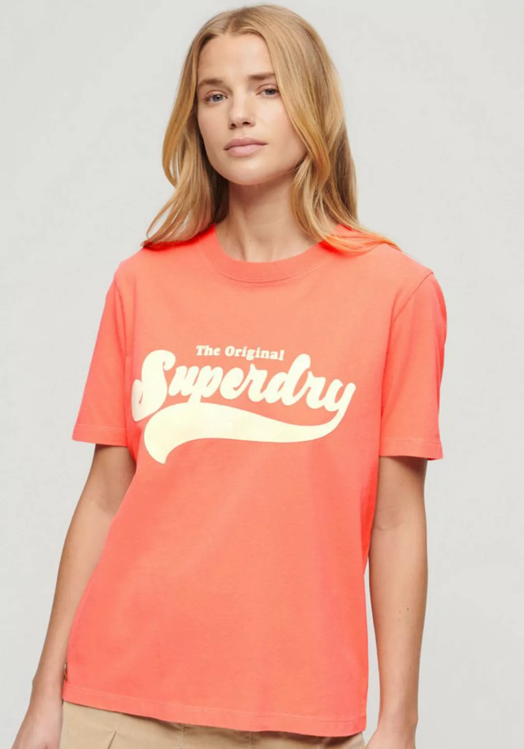 Superdry Print-Shirt RETRO FLOCK RELAXED T SHIRT günstig online kaufen