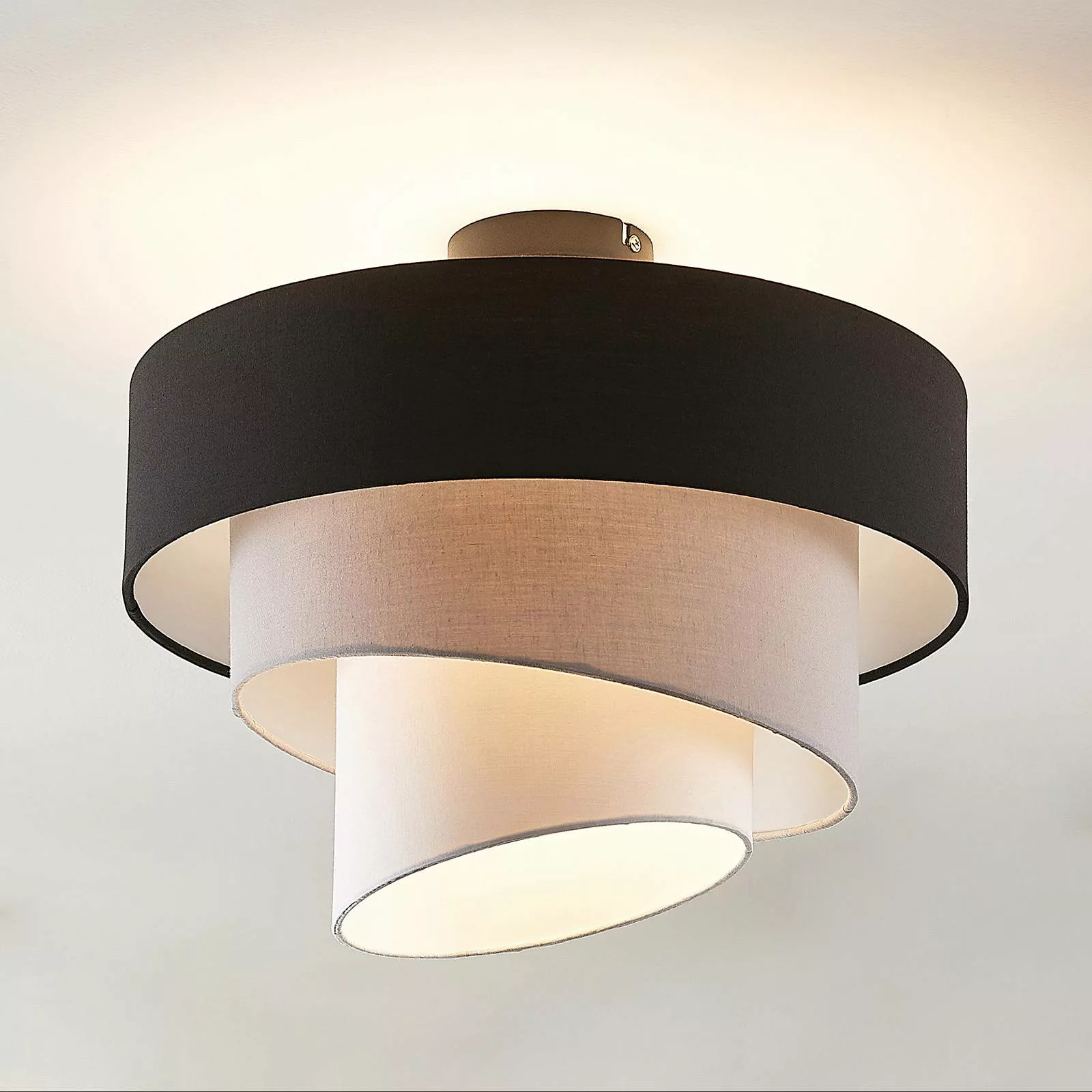 Lindby Coria Deckenlampe, schwarz und grau günstig online kaufen