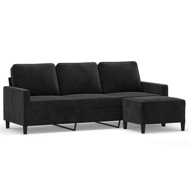 vidaXL Sofa, 3-Sitzer-Sofa mit Hocker Schwarz 180 cm Samt günstig online kaufen