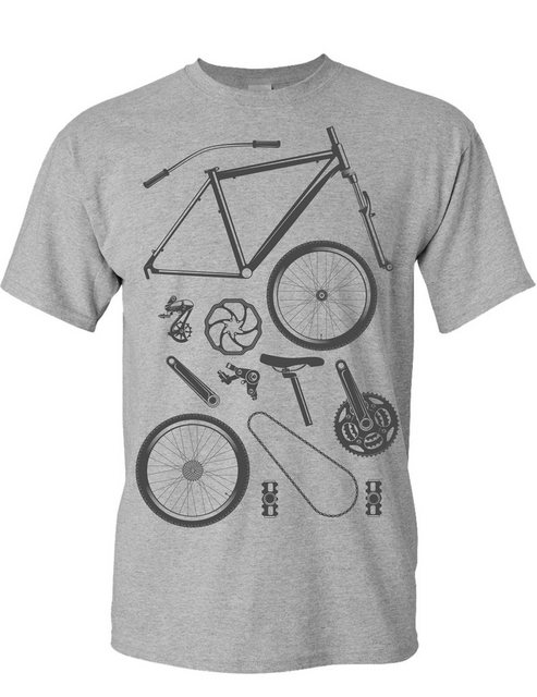 Baddery Print-Shirt Fahrrad T-Shirt : "Bike Parts", hochwertiger Siebdruck, günstig online kaufen