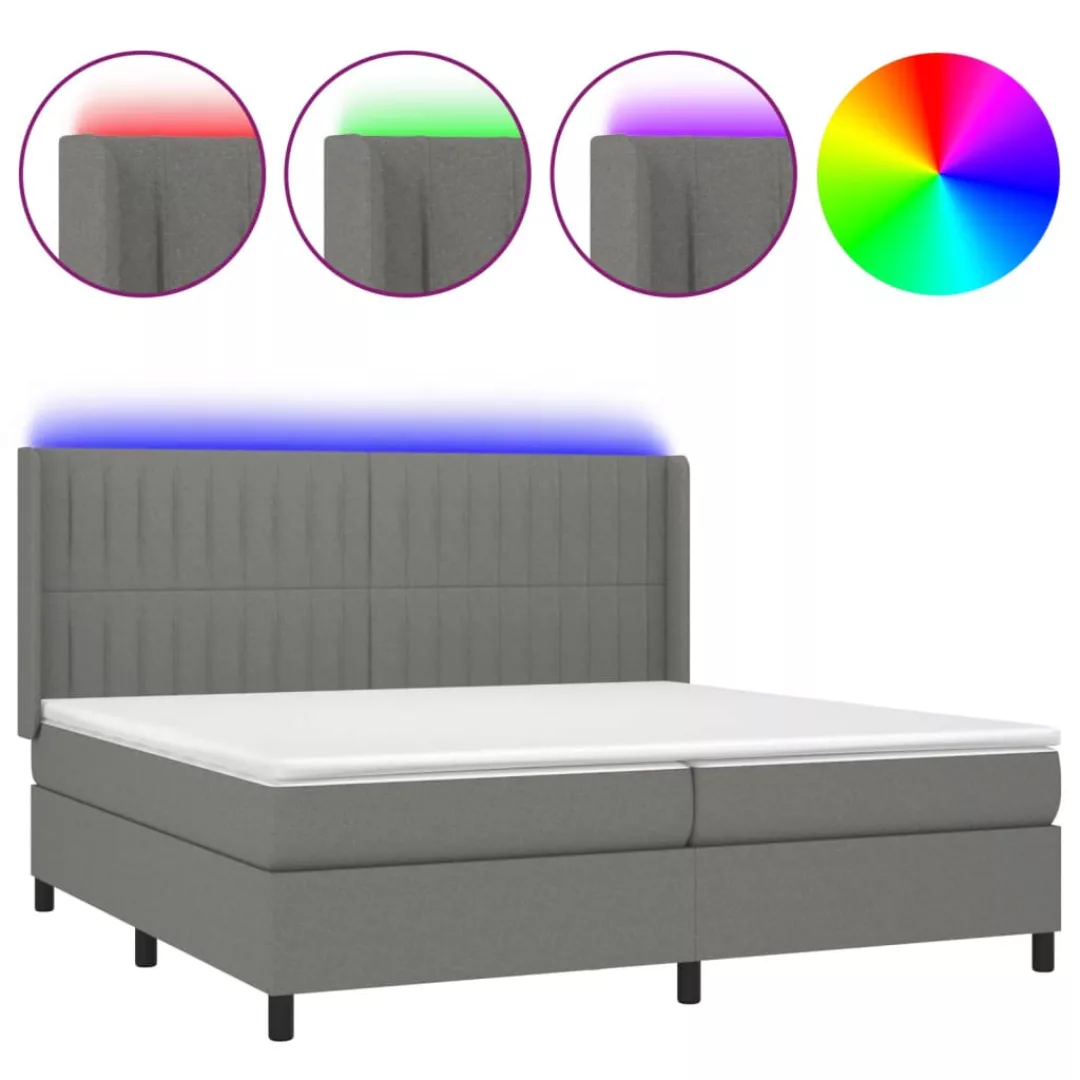 Vidaxl Boxspringbett Mit Matratze & Led Dunkelgrau 200x200 Cm Stoff günstig online kaufen