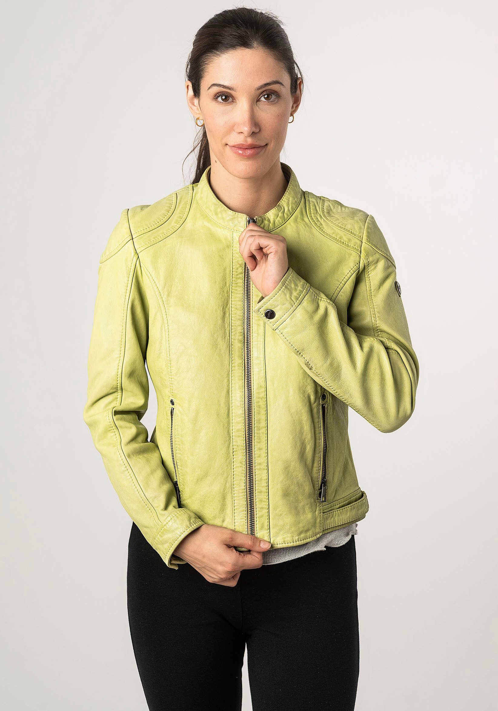 Mauritius Lederjacke MWAdila mit Stehkragen, Kapuze, günstig online kaufen