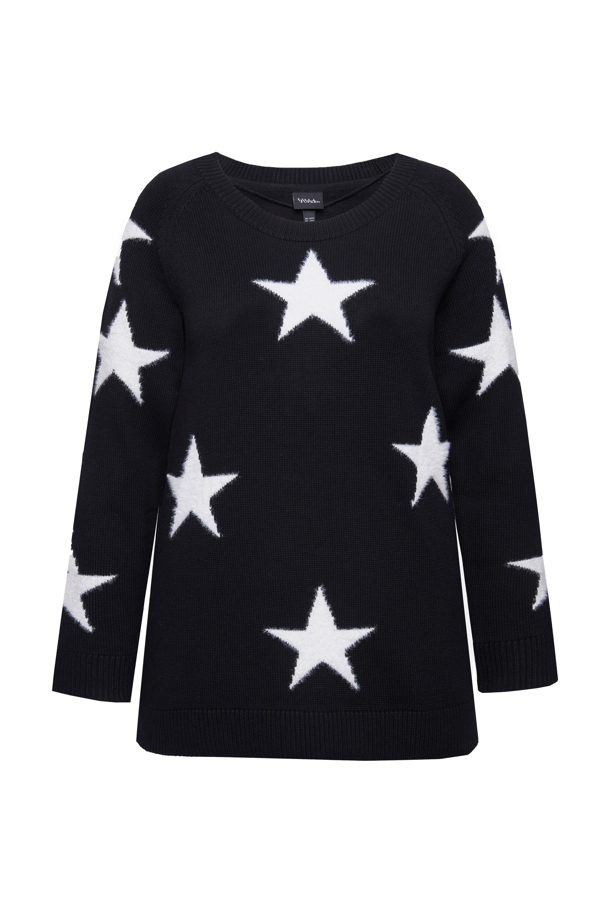 Ulla Popken Strickpullover Pullover Glitzersterne Rundhals günstig online kaufen