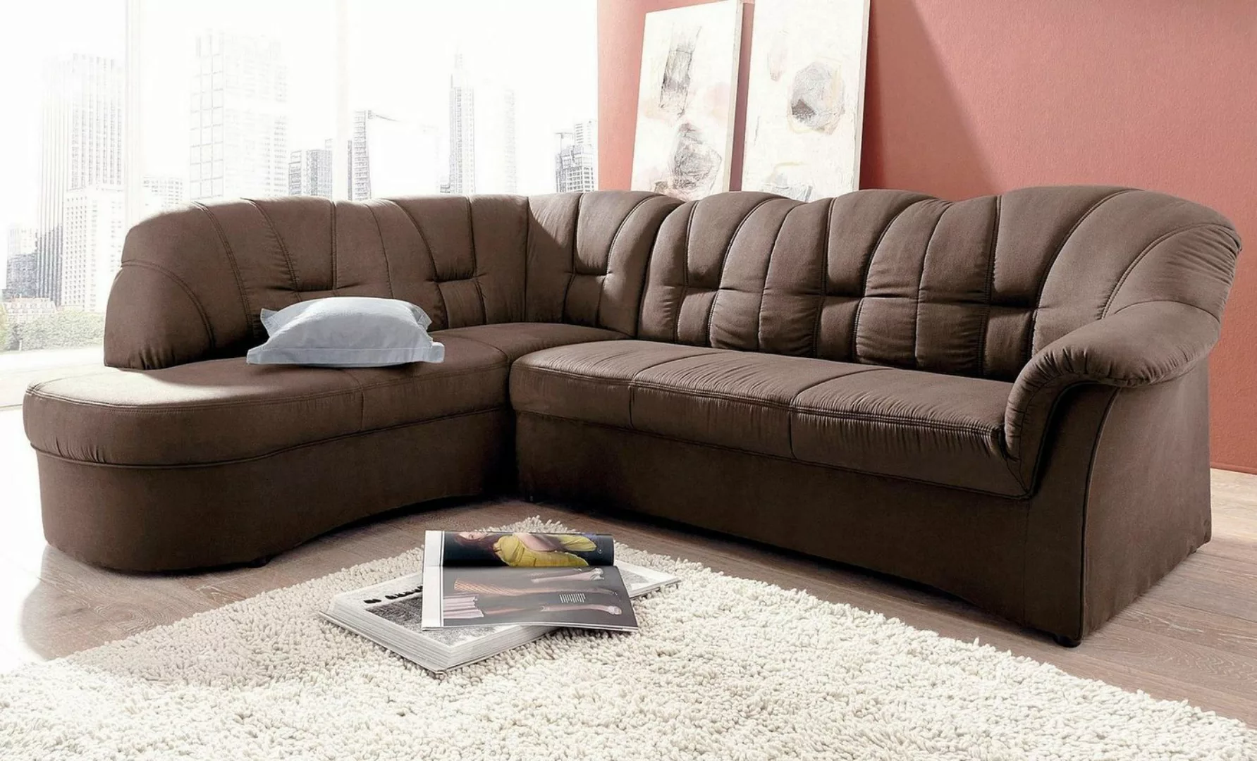 DOMO collection Ecksofa Papenburg L-Form, mit Ottomane, wahlweise mit Bettf günstig online kaufen