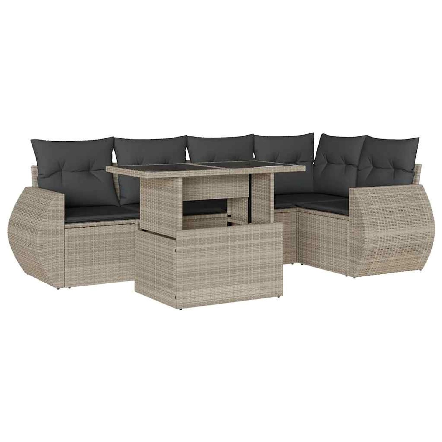 vidaXL 6-Tlg Garten-Sofagarnitur mit Kissen Hellgrau Poly Rattan 3268522 günstig online kaufen