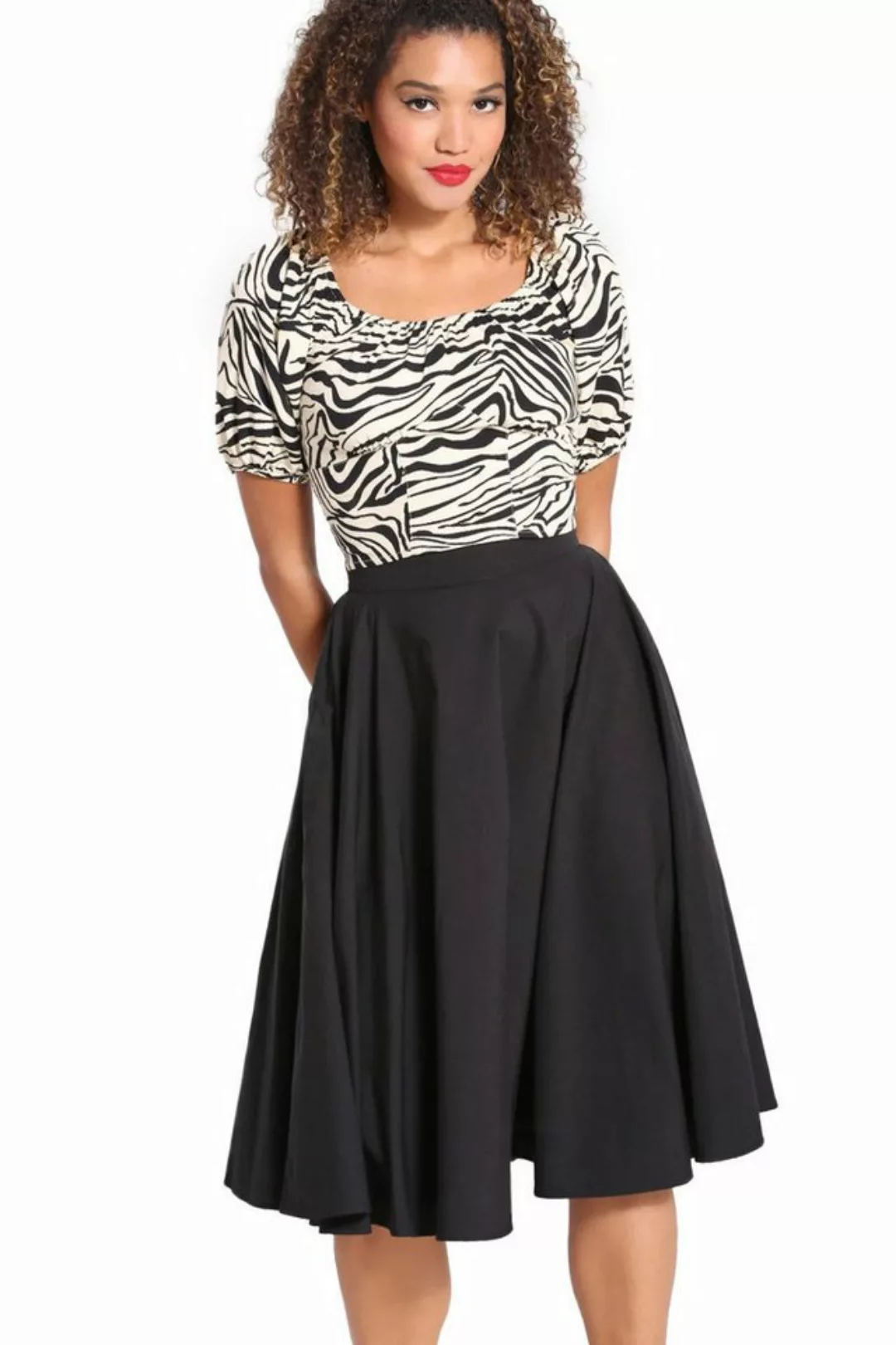 Hell Bunny A-Linien-Rock Abi 50's Skirt Schwarz Vintage Retro Swingrock günstig online kaufen