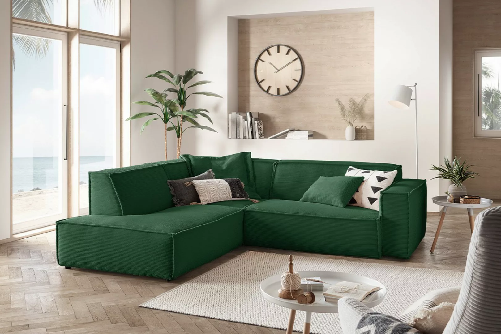 KAWOLA Sofa SAMU Ecksofa Cord smaragd günstig online kaufen