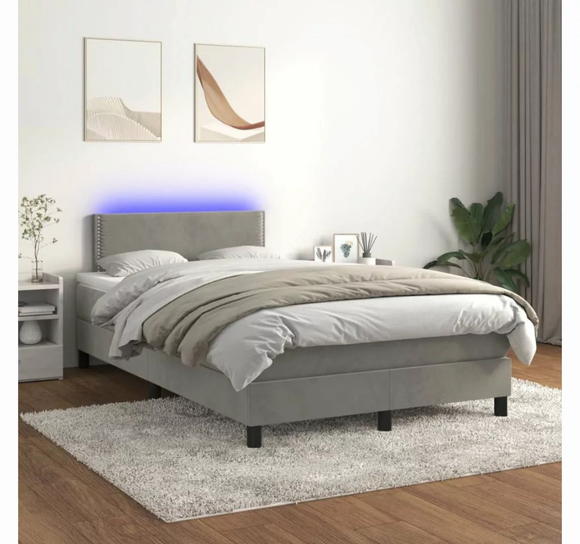 vidaXL Boxspringbett Bett Boxspringbett mit Matratze & LED Samt (120 x 200 günstig online kaufen