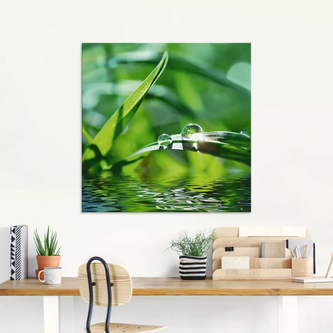 Artland Glasbild »Grüner Hintergrund mit Gras«, Gräser, (1 St.) günstig online kaufen