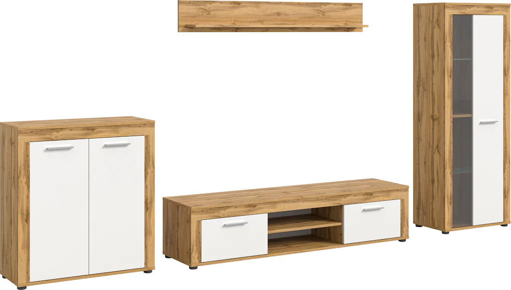 INOSIGN Wohnwand "Aosta, Breite 330cm, best. aus Highboard, Lowboard, Wandb günstig online kaufen