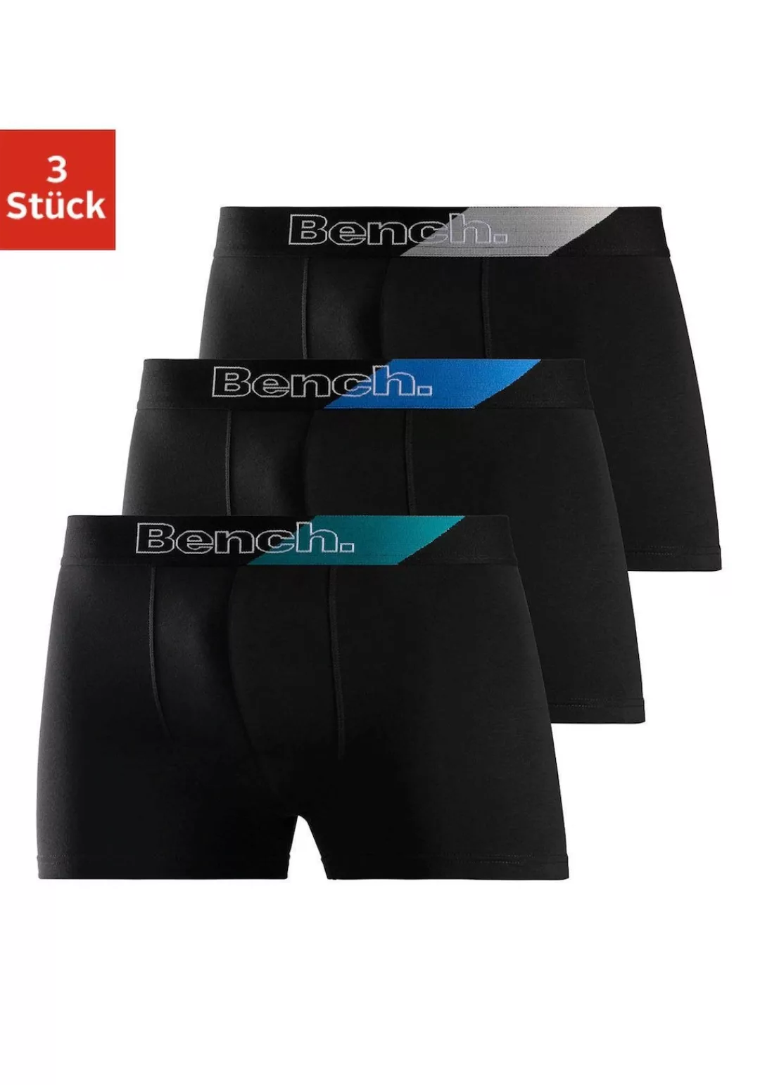 Bench. Boxer "Boxershorts für Herren", (Packung, 3 St.), mit modischem Stre günstig online kaufen