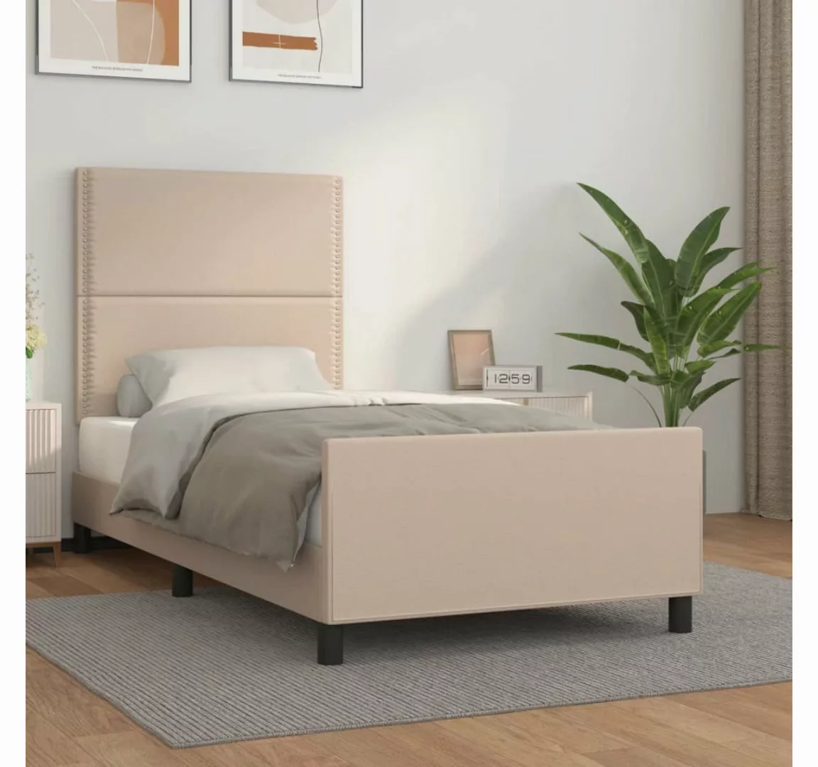 vidaXL Bett, Bettgestell mit Kopfteil Cappuccino-Braun 90x190 cm Kunstleder günstig online kaufen