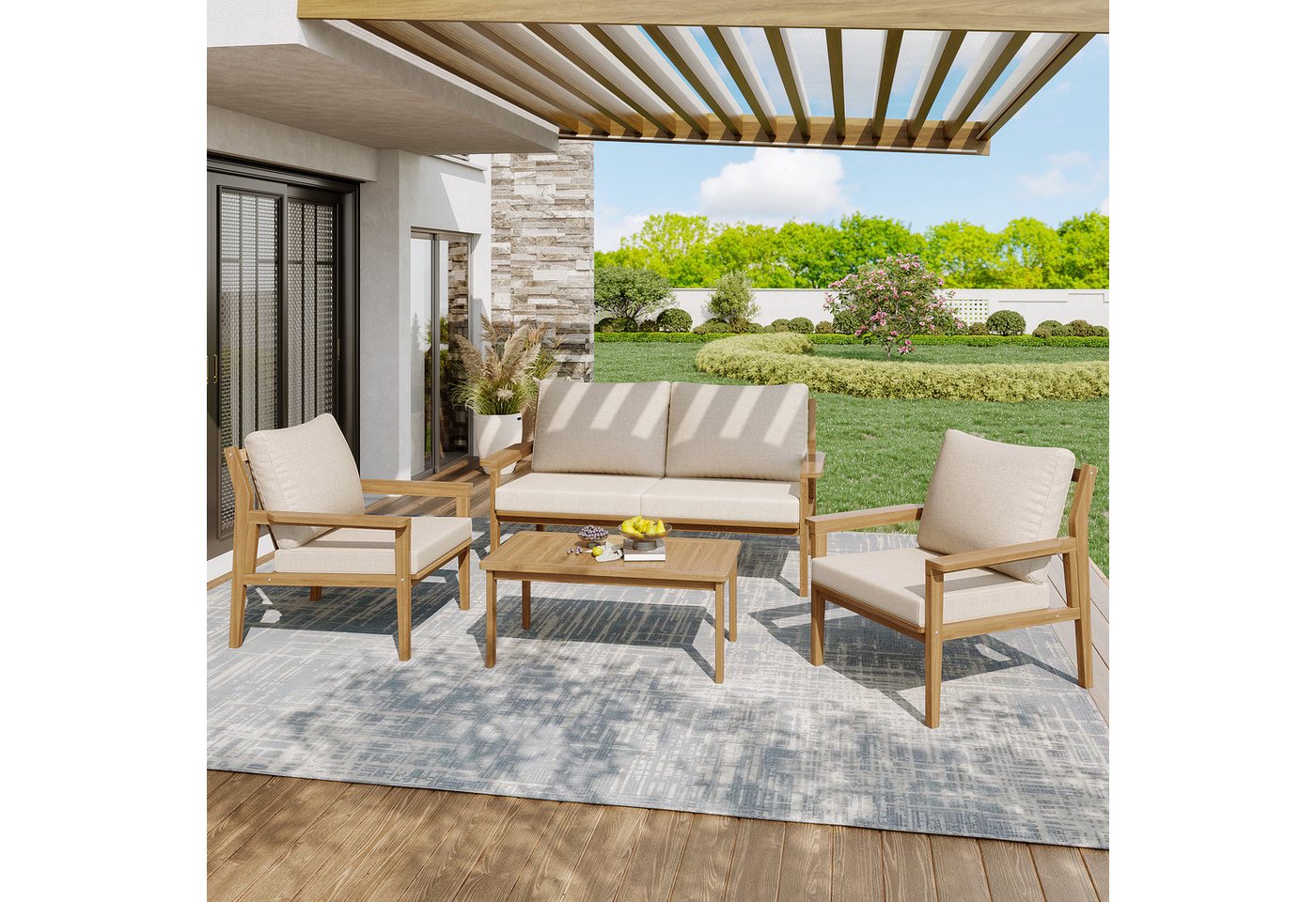 MODFU Sofa Gartenmöbel Set,Outdoor Sofa-Set, Wetterfestes Outdoor Sofa-Set günstig online kaufen