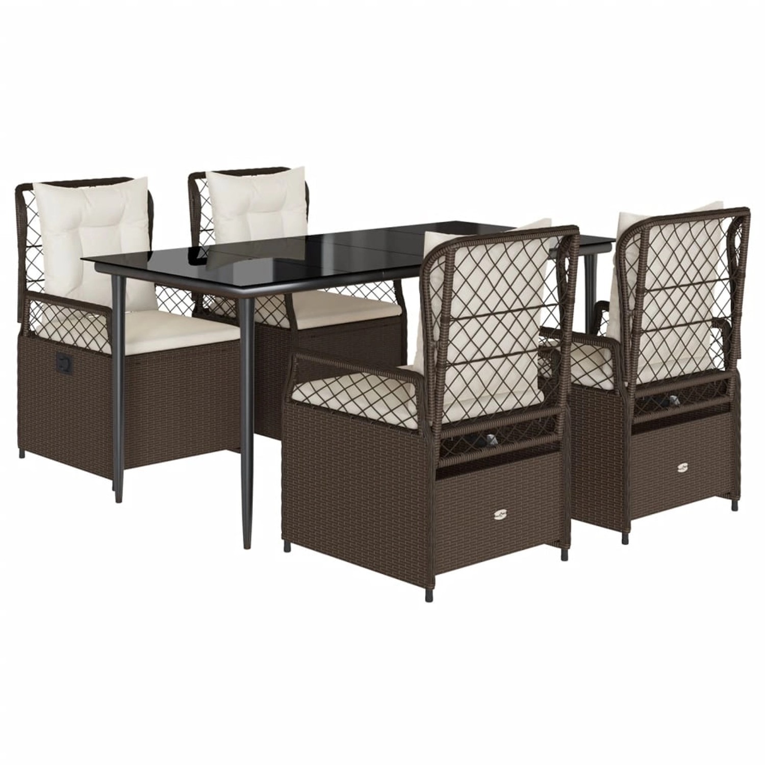 vidaXL 5-Tlg Garten-Essgruppe mit Kissen Braun Poly Rattan 3262974 günstig online kaufen
