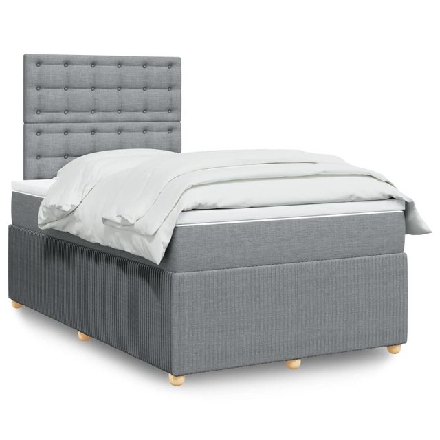 vidaXL Boxspringbett, Boxspringbett mit Matratze Hellgrau 120x190 cm Stoff günstig online kaufen