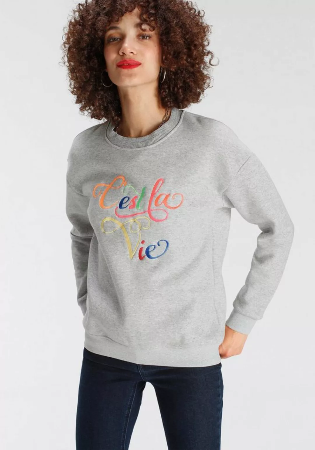 AJC Sweater mit Statement Stickerei günstig online kaufen