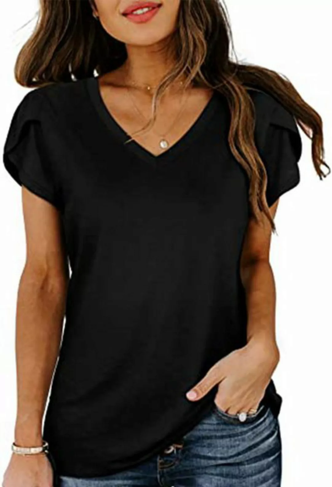 SEGUEN T-Shirt Damen-T-Shirt mit V-Ausschnitt und kurzen Ärmeln (V-Ausschni günstig online kaufen