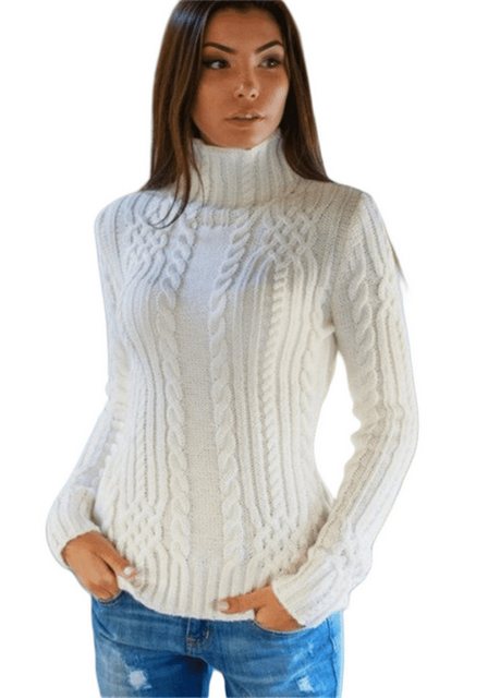 Nebelmeer Strickpullover Rollkragen Modischer Figurbetonter Pullover Herbst günstig online kaufen