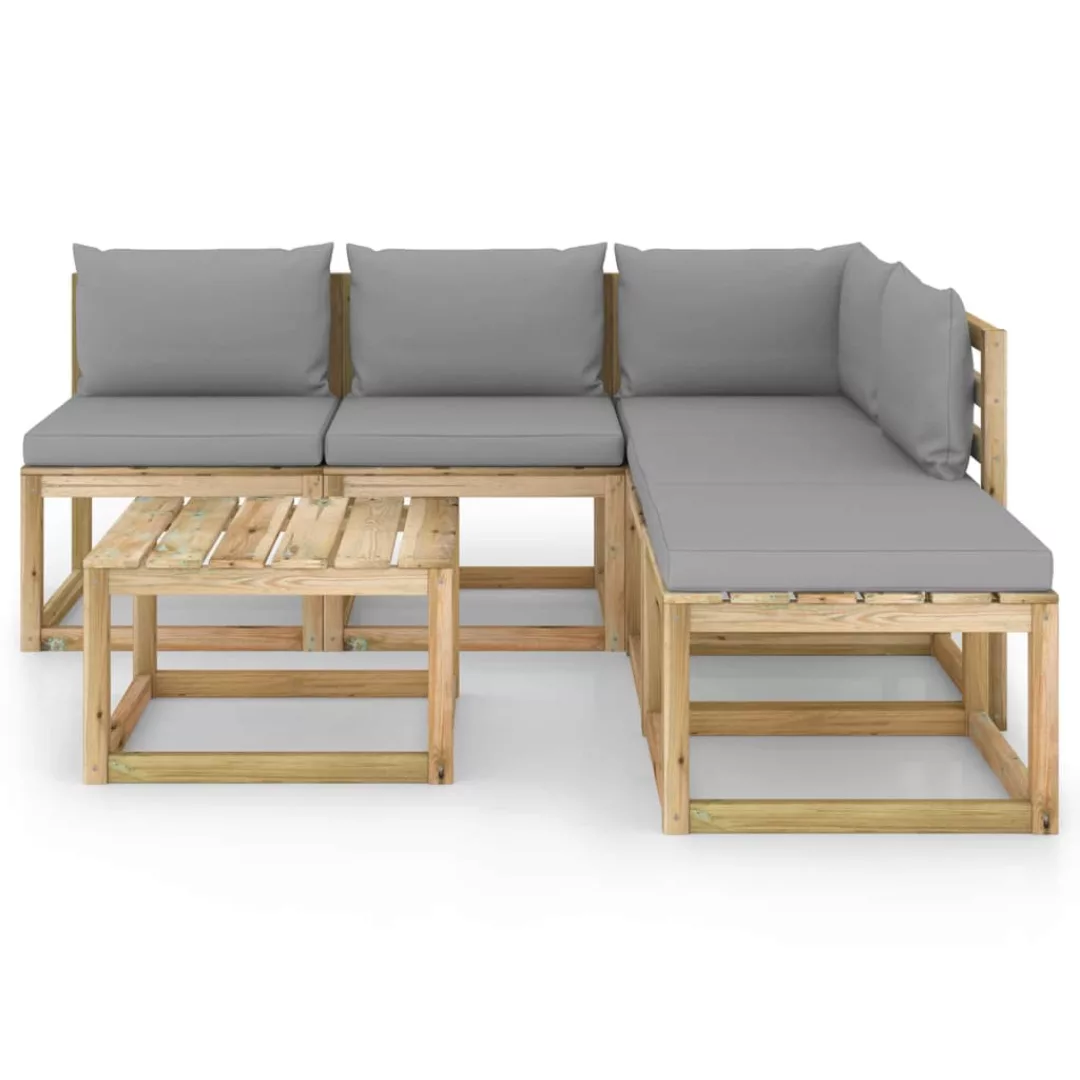 6-tlg. Garten-lounge-set Mit Grauen Kissen günstig online kaufen